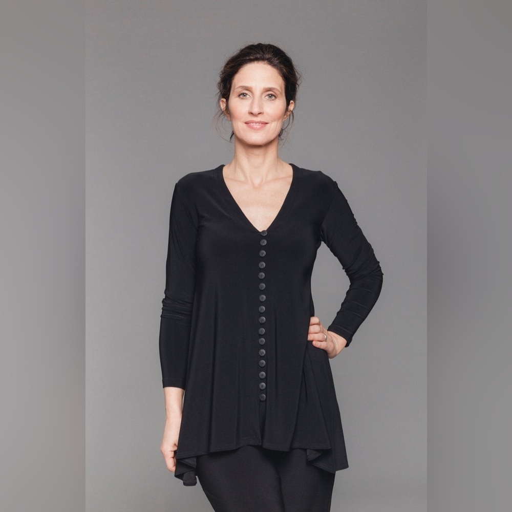 Sympli Duo Diva Tunic High Low Button Top Minimalist Staple Layer 14 - Picture 2 of 7